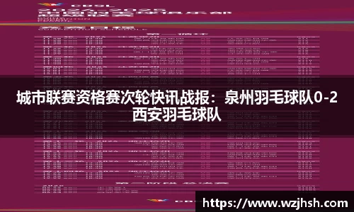城市联赛资格赛次轮快讯战报：泉州羽毛球队0-2西安羽毛球队